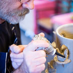 Paul Young making a dovecote in his workshop 2016